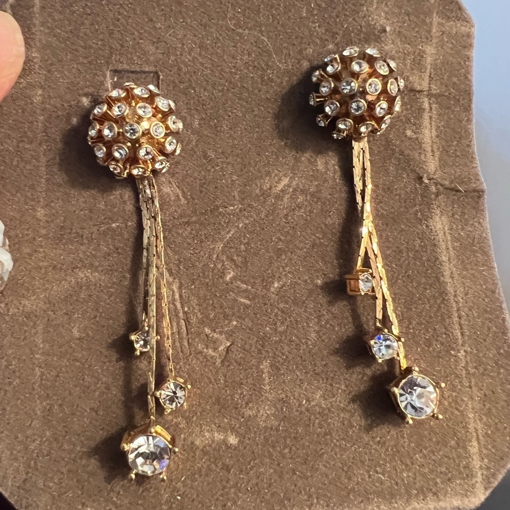Nolan Miller Elegant Gold and Crystal Drop Earrings